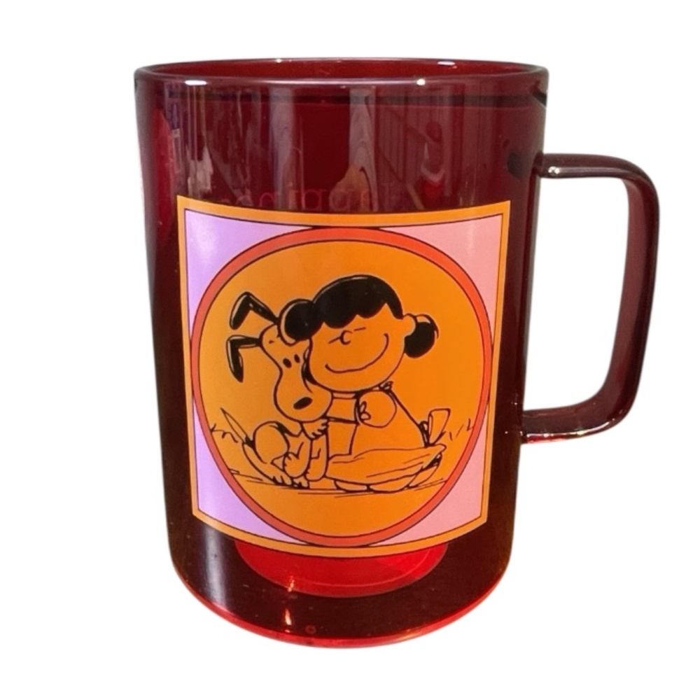 Hallmark Peanuts Snoopy and Lucy Happiness Is a Warm Puppy Glass Mug 20oz